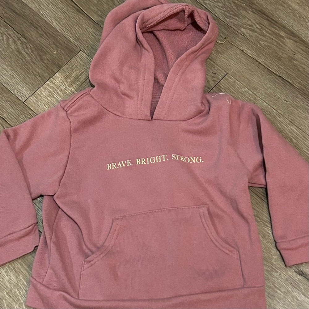 Milkbarn Kids Hoodie “I AM POWERFUL” Brave Bright Strong 3/4T Blush Color